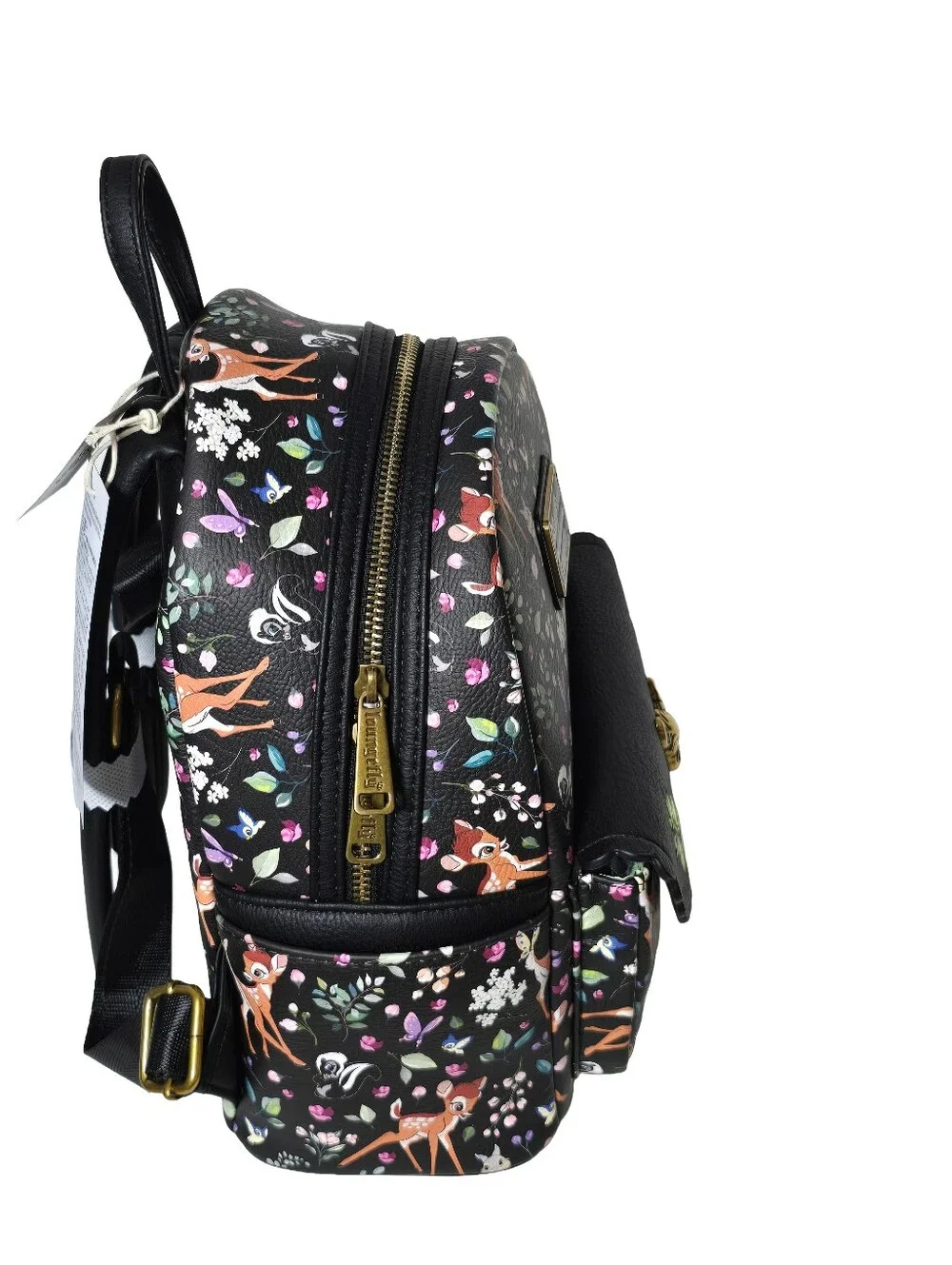 Disney Parks Loungefly Bambi AOP Black Floral Mini Backpack NWT